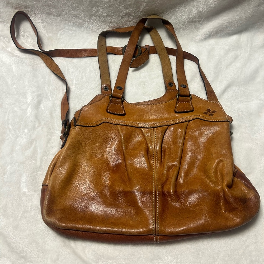 Vintage Patricia Nash Italian leather Brown large shoulder Bag Handbag purse